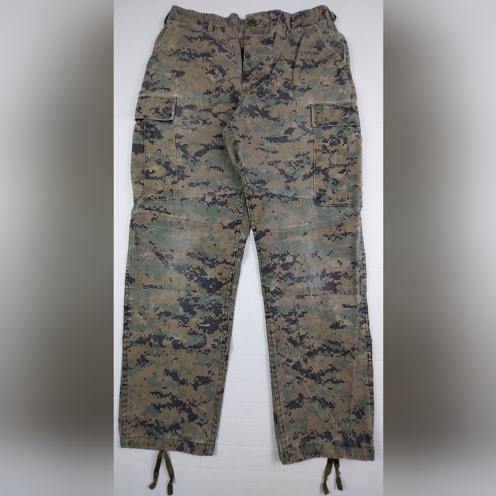 TruSpec Pants Mens Medium 31-35/29.5-32 Adjustable Green Camo Cargo Button Fly